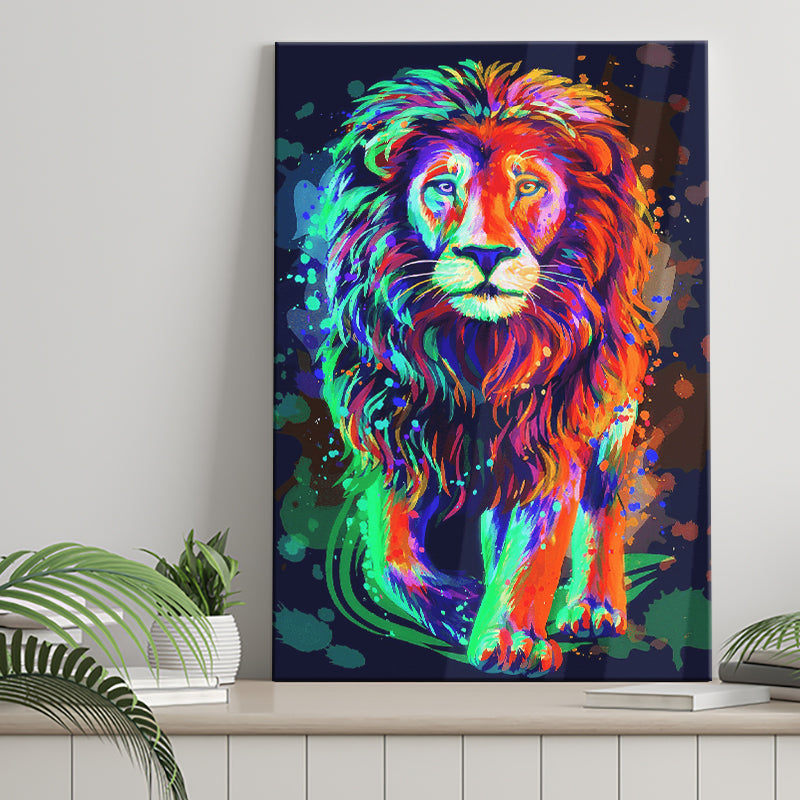 Lion Portrait Water Colorful Canvas Prints Wall Art Decor - Painting Canvas, Home Decor, Art Print, Art For Sale