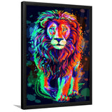 Lion Portrait Water Colorful Framed Art Print Wall Decor - Painting Art, Wall Art, Framed Picture, Black Frame