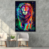 Lion Portrait Water Colorful Framed Canvas Prints Wall Art Decor - Painting Canvas, Floating Frame, Framed Picture