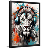 Lion Wearing Headphone, Gaming Art, Gift For Kids, Painting Art, Framed Art Prints Wall Decor