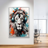 Lion Wearing Headphone, Gaming Art, Gift For Kids,Framed Canvas Prints,Floating Frame, Wall Art Home Decor