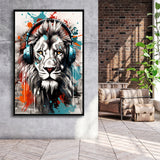 Lion Wearing Headphone, Gaming Art, Gift For Kids,Framed Canvas Prints,Floating Frame, Wall Art Home Decor