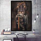 Lion And Warrior Knight Framed Art Print Wall Decor - Painting Art, Framed Picture, Home Decor