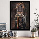 Lion And Warrior Knight Framed Art Print Wall Decor - Painting Art, Framed Picture, Home Decor