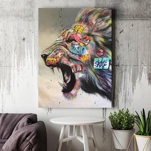 Lion Head Graffiti Canvas Wall Art - Canvas Prints, Painting Canvas, Canvas Art, Prints for Sale