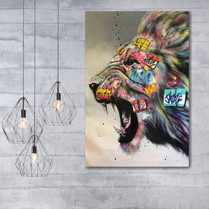 Lion Head Graffiti Canvas Wall Art - Canvas Prints, Painting Canvas, Canvas Art, Prints for Sale