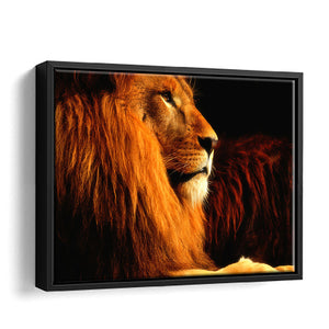 Lion In The Dark Framed Canvas Wall Art - Framed Prints, Canvas Prints, Prints for Sale, Canvas Painting