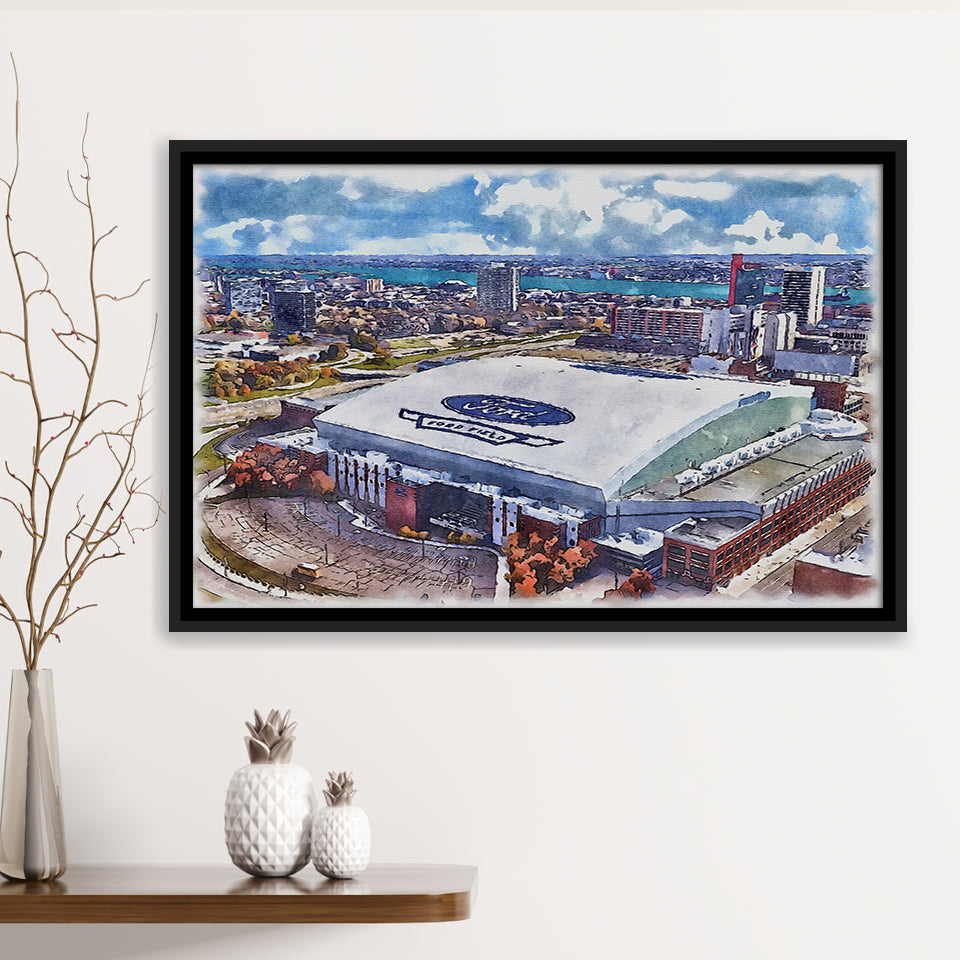Lions Football Team Watercolor, Sport Art Prints Fan Gift, Framed Canvas Prints Wall Art Decor