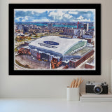 Lions Football Team Watercolor, Sport Prints Fan Gift, Framed Art Prints Wall Art Decor
