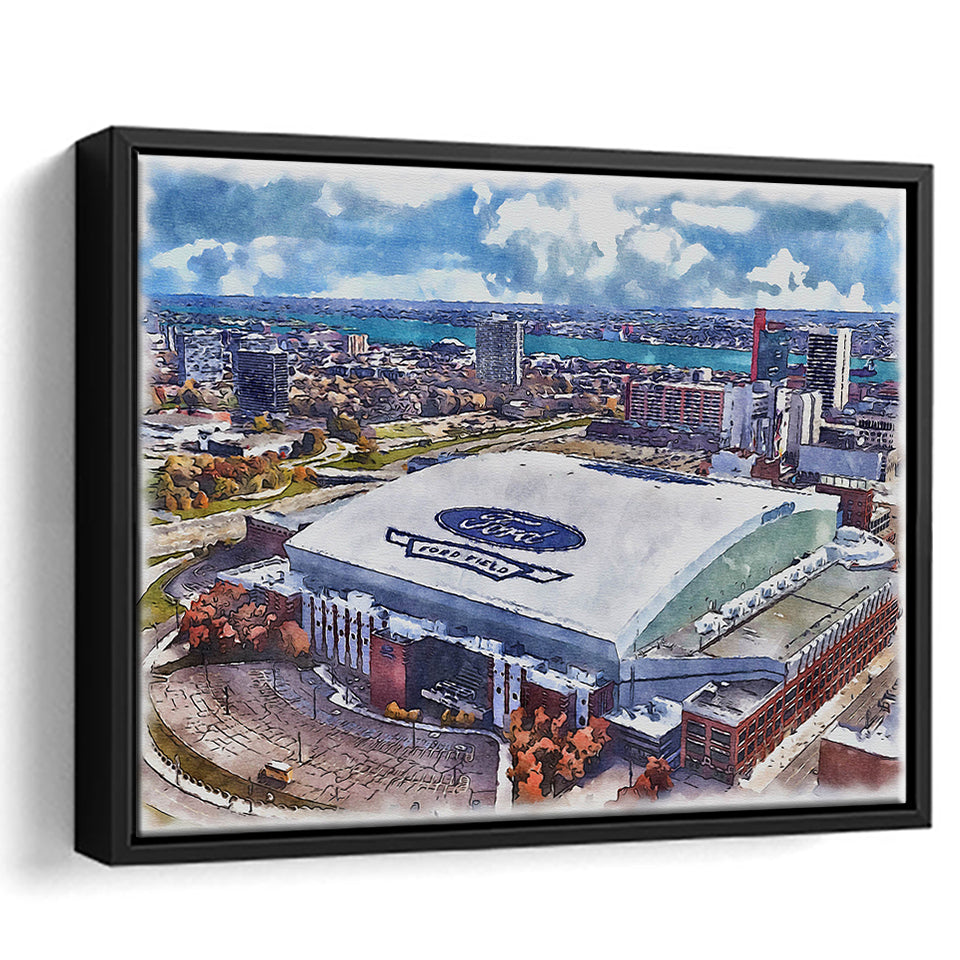 Lions Football Team Watercolor, Sport Art Prints Fan Gift, Framed Canvas Prints Wall Art Decor