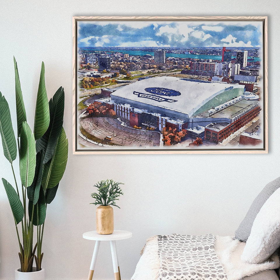 Lions Football Team Watercolor, Sport Art Prints Fan Gift, Framed Canvas Prints Wall Art Decor