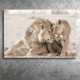 Lions In Love Sepia Canvas Prints Wall Art - Painting Canvas,Wall Decor, Painting Prints,For Sale