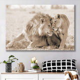 Lions In Love Sepia Canvas Prints Wall Art - Painting Canvas,Wall Decor, Painting Prints,For Sale