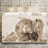 Lions In Love Sepia Canvas Prints Wall Art - Painting Canvas,Wall Decor, Painting Prints,For Sale