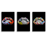 Lips Canvas Wall Arts Decor Set of 3 Piece Canvas Prints Wall Art Decor