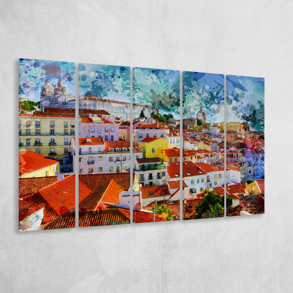 Lisbon 5 Piece B Canvas Prints Wall Art Decor, Multi Panels,Large Canvas, Home Decor