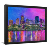 Little Rock Arkansas Usa Downtown Skyline City Art Watercolor Framed Art Prints Wall Art Decor,Framed Picture