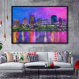 Little Rock Arkansas Usa Downtown Skyline City Art Watercolor Framed Canvas Prints Wall Art Home Decor,Floating Frame