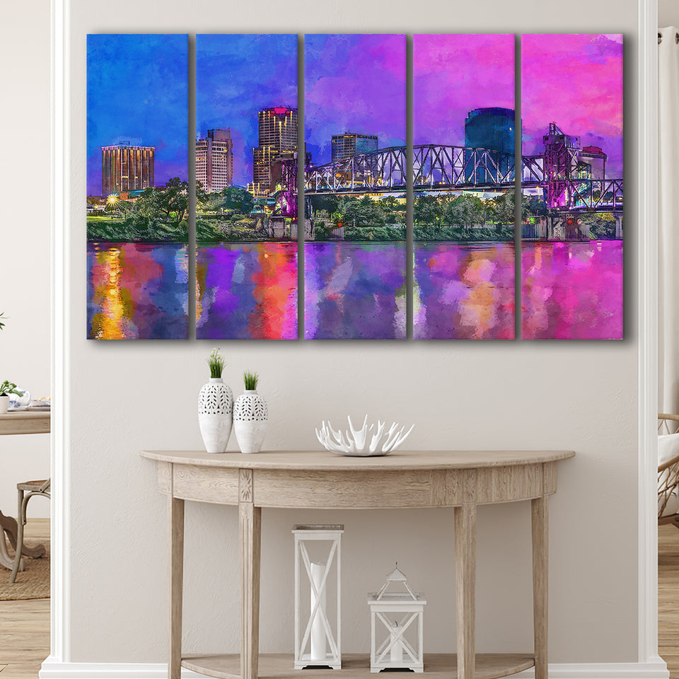 Little Rock Arkansas Usa Downtown Skyline 5 Pieces Extra Large Canvas Prints Wall Art Home Decor