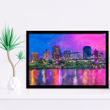 Little Rock Arkansas Usa Downtown Skyline City Art Watercolor Framed Art Prints Wall Art Decor,Framed Picture