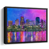 Little Rock Arkansas Usa Downtown Skyline City Art Watercolor Framed Canvas Prints Wall Art Home Decor,Floating Frame
