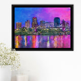 Little Rock Arkansas Usa Downtown Skyline City Art Watercolor Framed Canvas Prints Wall Art Home Decor,Floating Frame