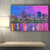 Little Rock Arkansas Usa Downtown Skyline City Art Watercolor Canvas Prints Wall Art Home Decor, Large Canvas