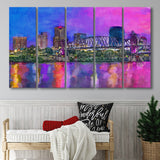Little Rock Arkansas Usa Downtown Skyline 5 Pieces Extra Large Canvas Prints Wall Art Home Decor
