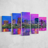 Little Rock Arkansas Usa Downtown Skyline 5 Pieces Mixed Canvas Prints Wall Art Home Decor