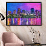 Little Rock Arkansas Usa Downtown Skyline City Art Watercolor Framed Canvas Prints Wall Art Home Decor,Floating Frame