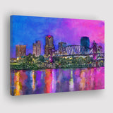 Little Rock Arkansas Usa Downtown Skyline City Art Watercolor Canvas Prints Wall Art Home Decor, Large Canvas