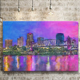 Little Rock Arkansas Usa Downtown Skyline City Art Watercolor Canvas Prints Wall Art Home Decor, Large Canvas