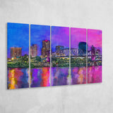 Little Rock Arkansas Usa Downtown Skyline 5 Pieces Extra Large Canvas Prints Wall Art Home Decor
