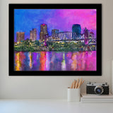 Little Rock Arkansas Usa Downtown Skyline City Art Watercolor Framed Art Prints Wall Art Decor,Framed Picture