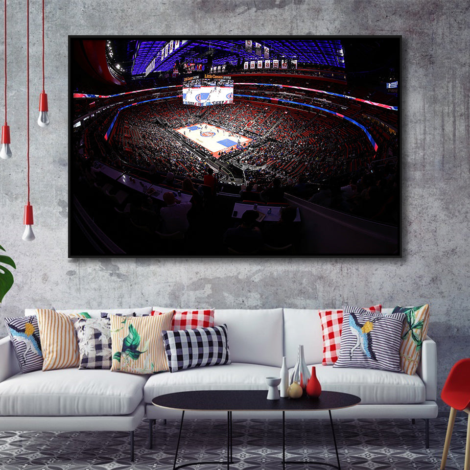 Little Caesars Arena in Michigan, Stadium Canvas, Sport Art, Gift for him, Framed Canvas Prints Wall Art Decor, Framed Picture