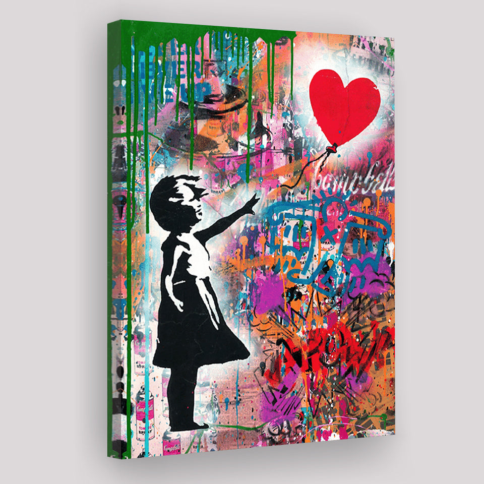Little Girl With Balloon Canvas Prints Wall Art Decor - Painting Canvas, Home Decor, Art Print, Art For Sale