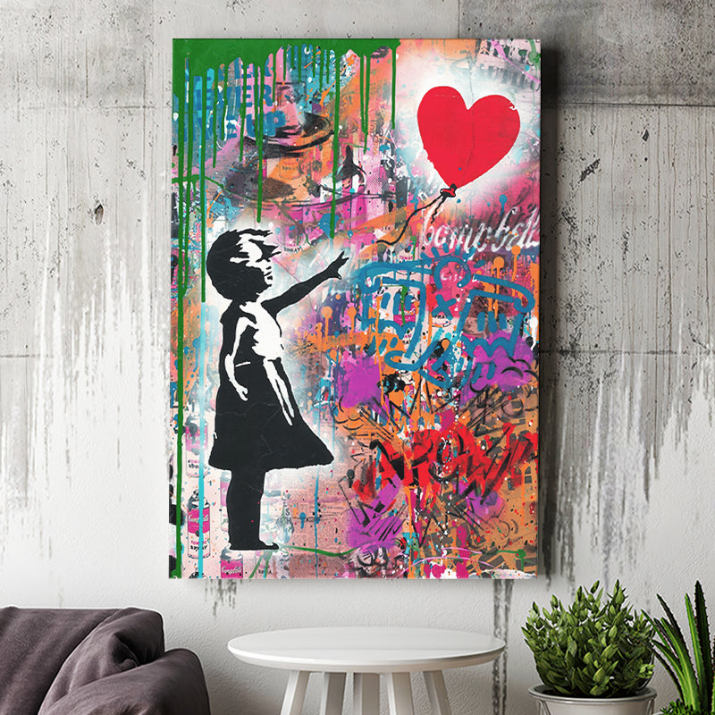 Little Girl With Balloon Canvas Prints Wall Art Decor - Painting Canvas, Home Decor, Art Print, Art For Sale