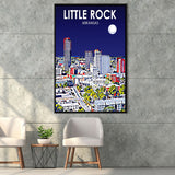 Little Rock AR Art V1, Large Canvas, Framed Canvas Print Wall Art Home Decor, Floating Frame