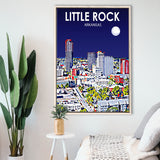 Little Rock AR Art V1, Large Canvas, Framed Canvas Print Wall Art Home Decor, Floating Frame