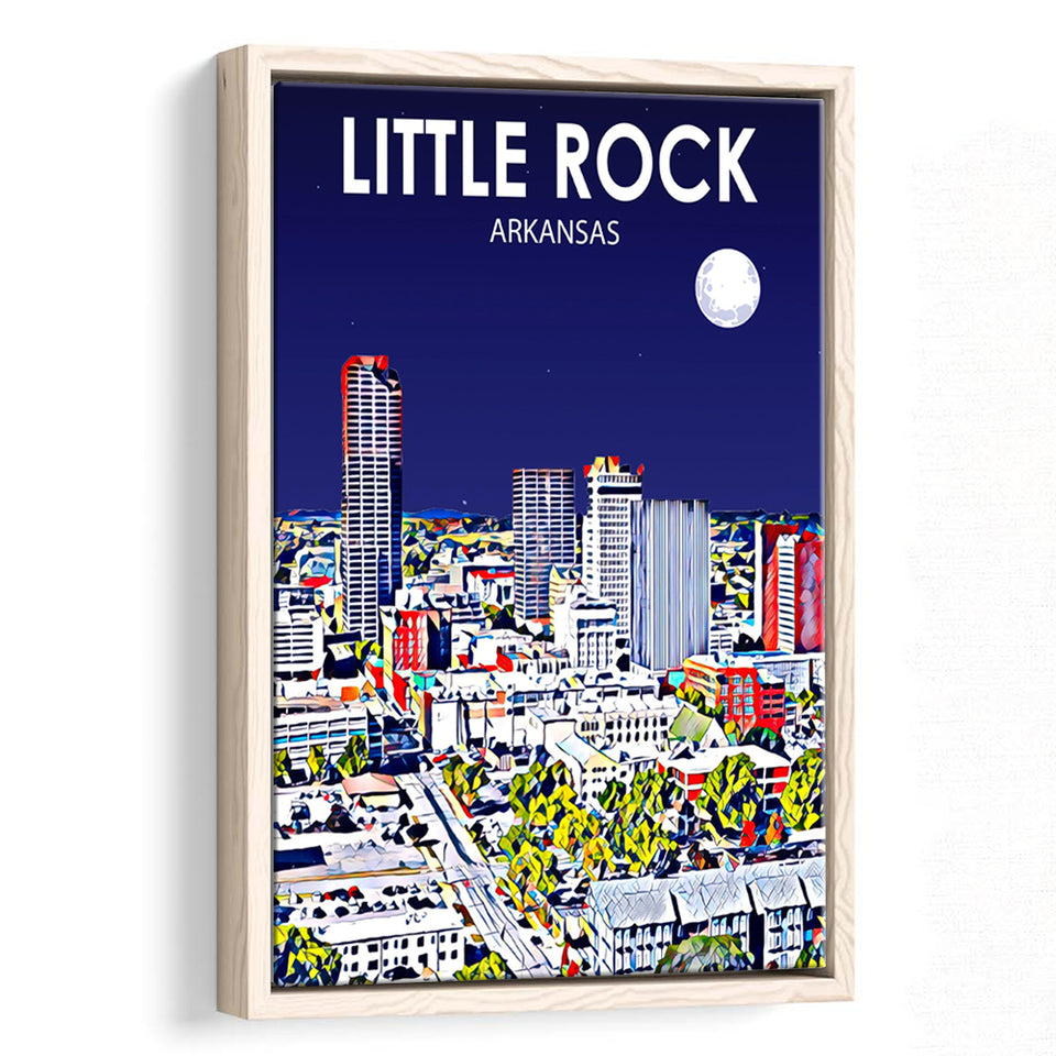 Little Rock AR Art V1, Large Canvas, Framed Canvas Print Wall Art Home Decor, Floating Frame