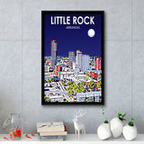 Little Rock AR Art V1, Large Canvas, Framed Canvas Print Wall Art Home Decor, Floating Frame