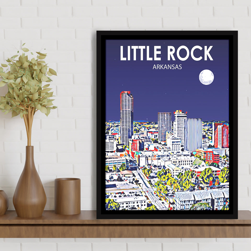 Little Rock AR Art V1, Large Canvas, Framed Canvas Print Wall Art Home Decor, Floating Frame
