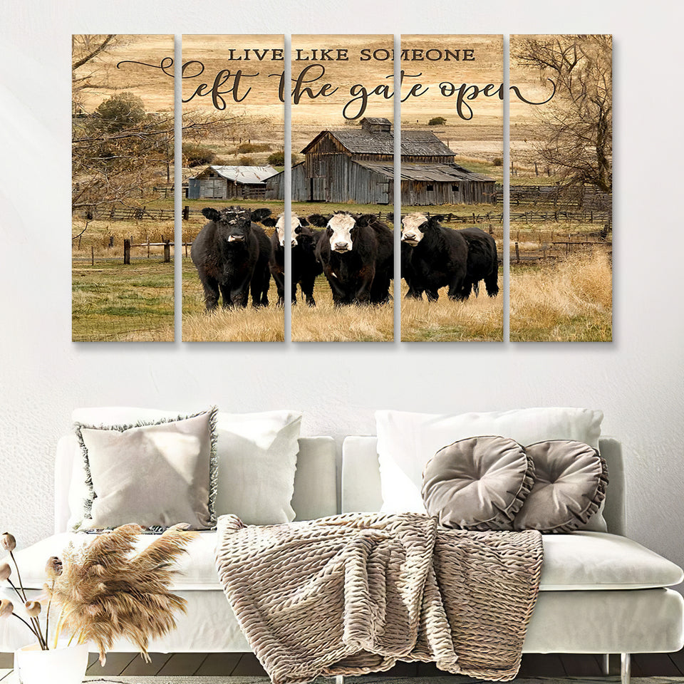 Live Like Someone Left The Gate Open 5 Pieces B Canvas Prints Wall Art - Painting Canvas, Multi Panel