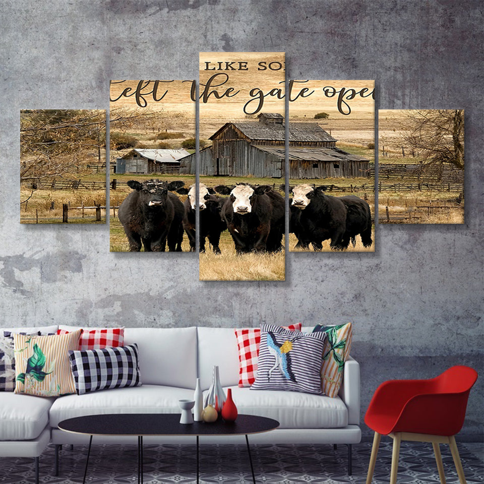 Live Like Someone Left The Gate Open 5 Pieces Canvas Prints Wall Art - Painting Canvas, Multi Panel