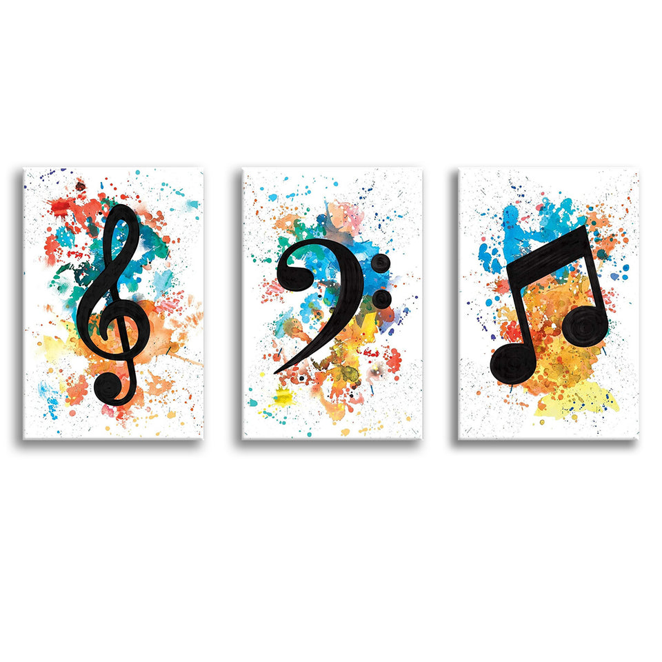Lively Notes Canvas Set of 3 Piece Canvas Prints Wall Art Decor