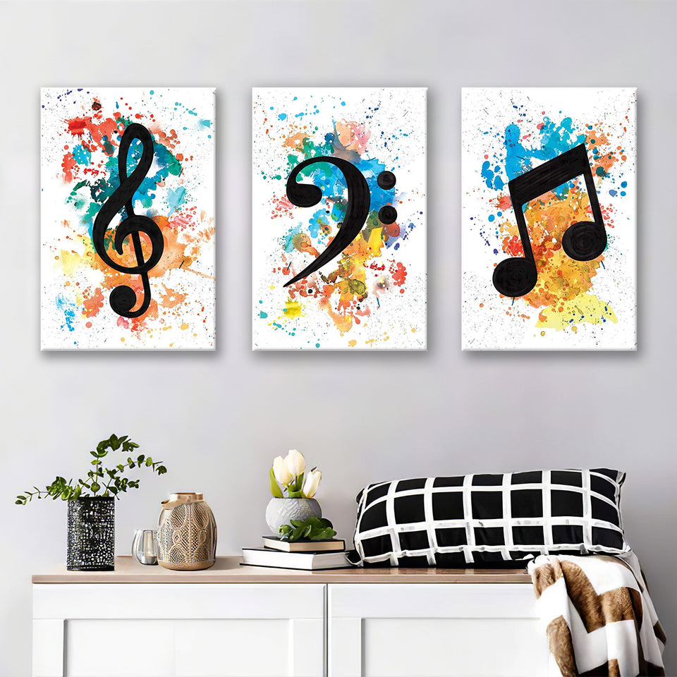 Lively Notes Canvas Set of 3 Piece Canvas Prints Wall Art Decor