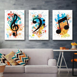Lively Notes Canvas Set of 3 Piece Canvas Prints Wall Art Decor