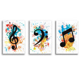 Lively Notes Canvas Set of 3 Piece Canvas Prints Wall Art Decor