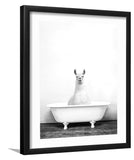 Llama In Bathtub Black And White-Black and white Art, Art Print, Plexiglass Cover