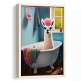 Llama In Bathtube Bathroom Art Funny Llama Painting,Framed Canvas Prints,Floating Frame, Wall Art Home Decor